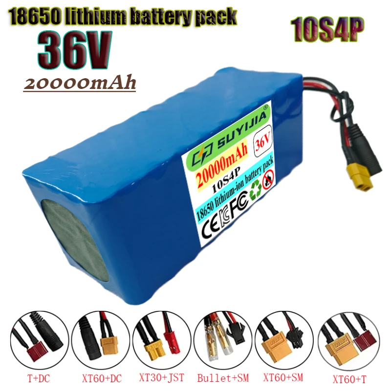 36V 20Ah 10S4P Li-ion Battery Pack 18650 42V 20000mAh for 1000W High-Power Motor  BMS Plug Optional  100% Original