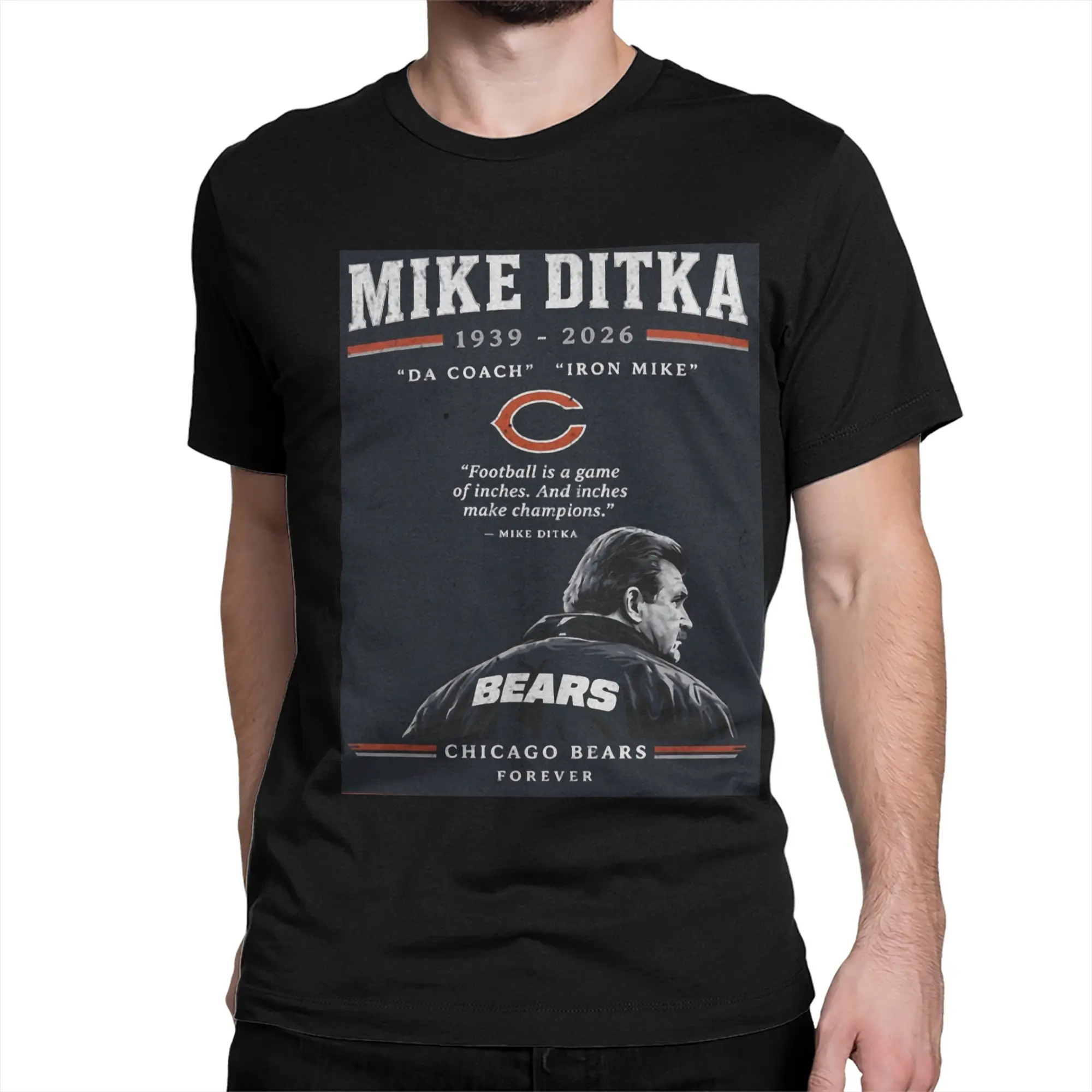 Men Women Mike-Ditka Da-Coach Iron-Mike 1939-2026  T Shirt  100% Cotton Tops Short Sleeve Tee Shirt Graphic Printed T-Shirt