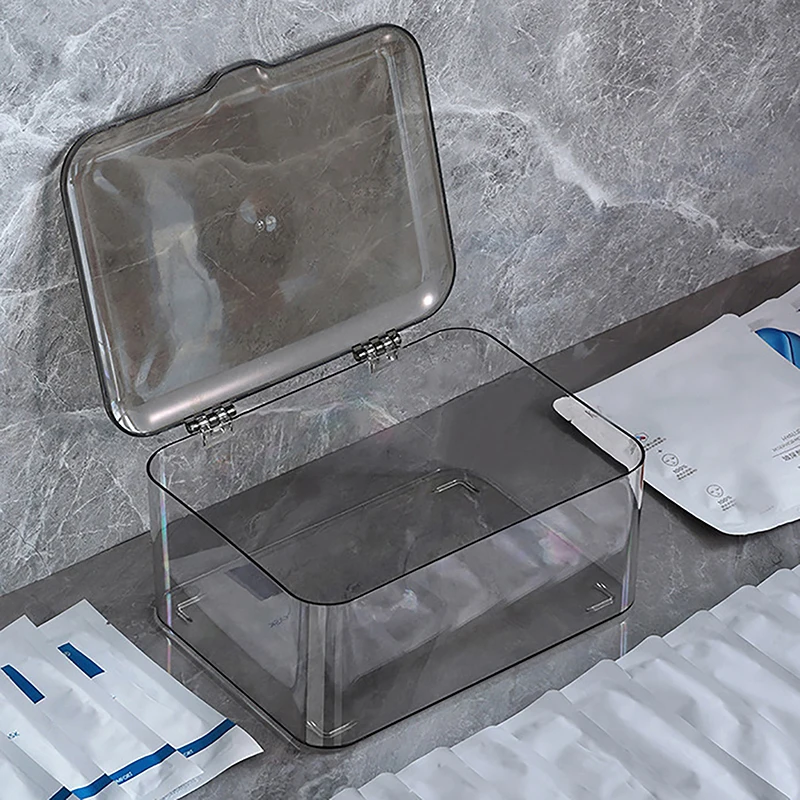 1Pc Desktop Transparent Storage Box Cosmetics Basket Facial Mask Dustproof Sorting Box Storage Box Case Container Orangizer