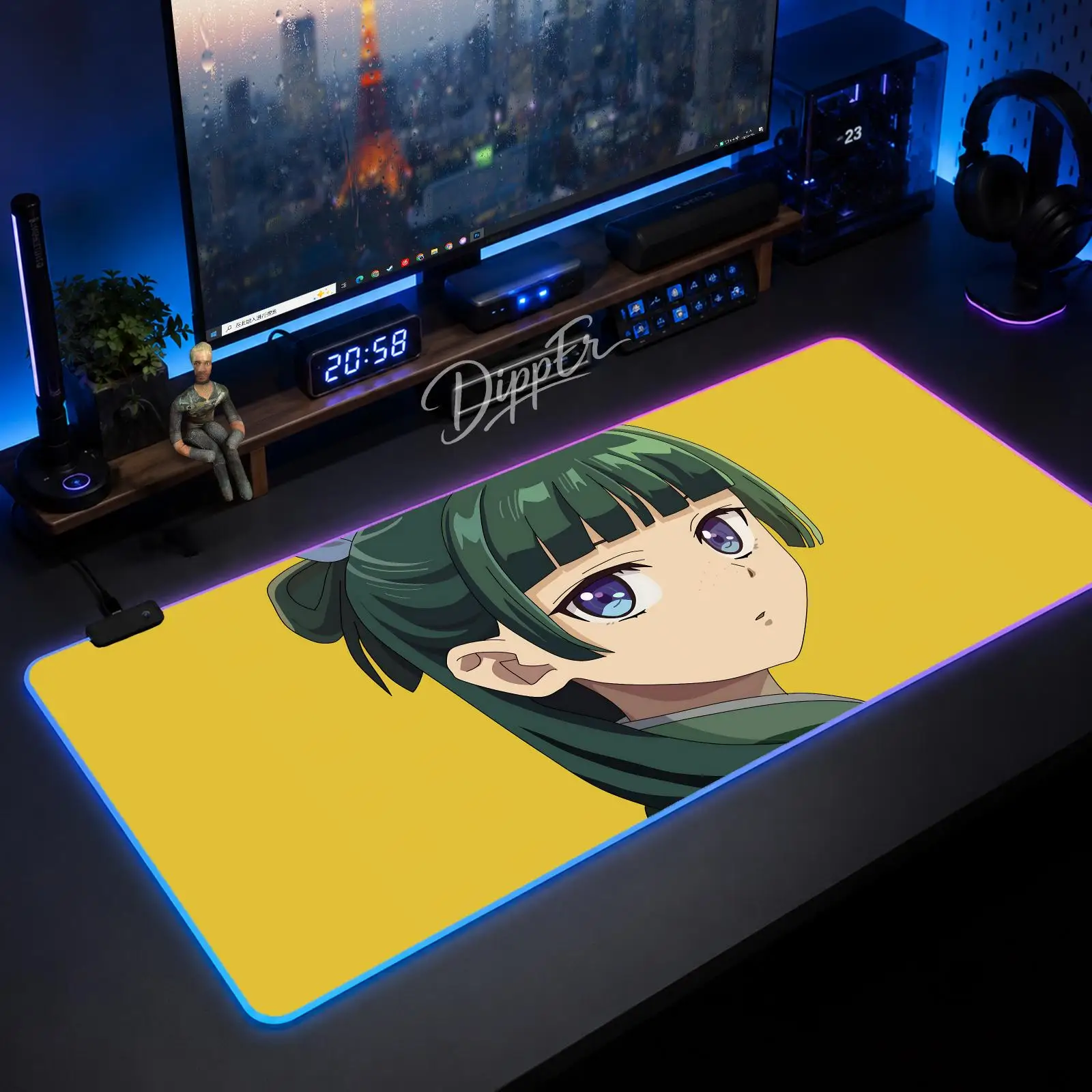 Anime the Apothecary Diaries Mouse Pad Large Size LED Glowing Table Pad XXL Gaming Non-slip Rubber Mat With Backlight