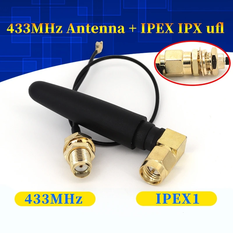 433MHz Antenna + IPEX IPX ufl. Pigtail Cable 1.13 Lora Lorawan 3dbi GSM Antennas 433 MHz Directional Antenne SMA Male Connector