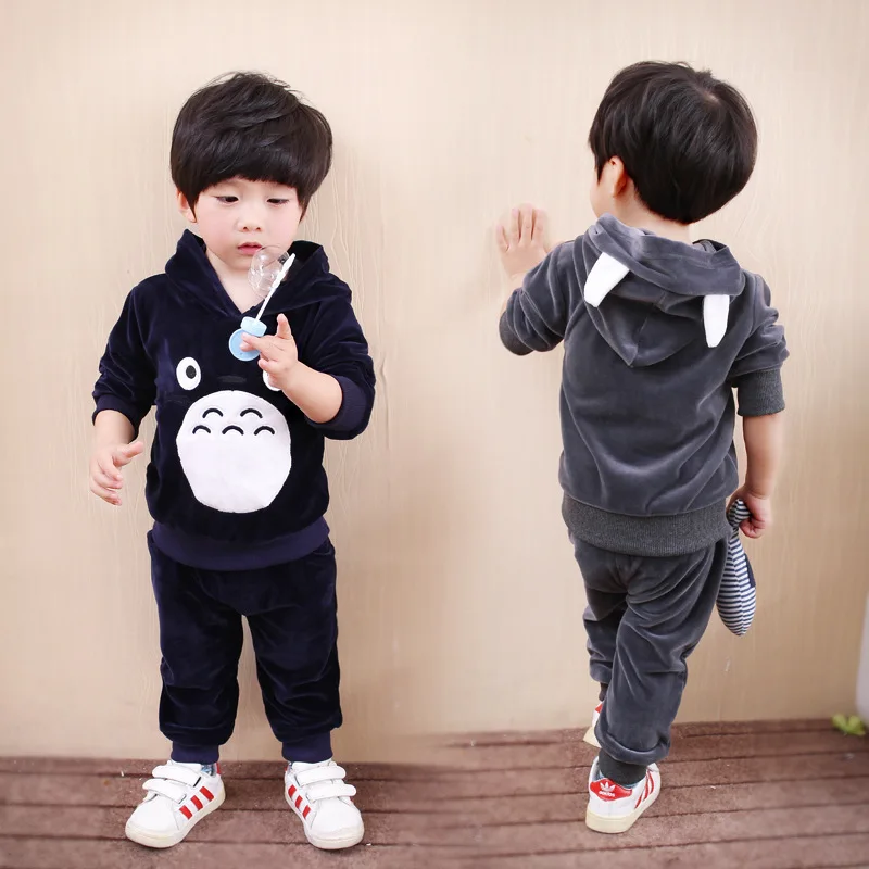 Clothing Suit  0-5 Age Boys Girls Spring Autumn Fashion Cartoon embroidery  Hooded Pullover+ Elastic Pants BeiBei Kids Garments