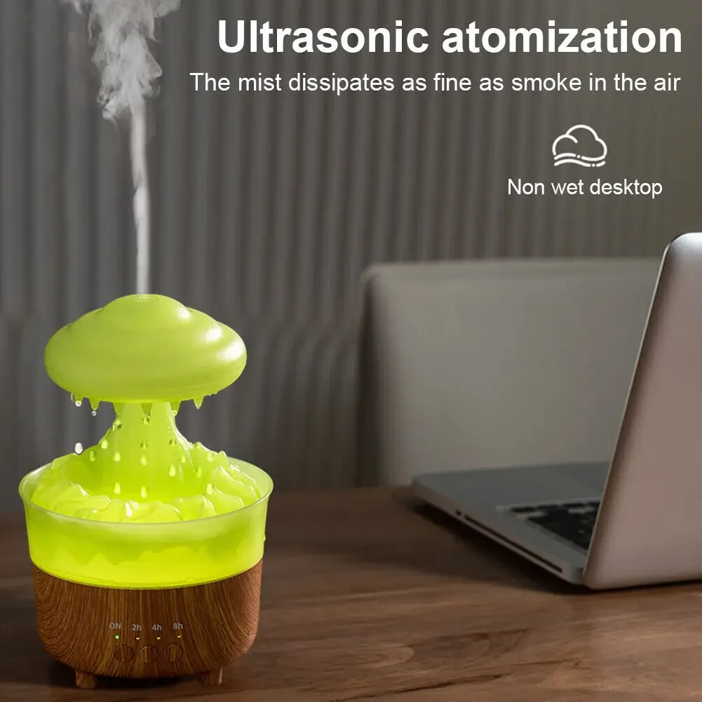 Relaxing Raindrop Humidifier  Aroma Lamp Light with 7 Colors  Create Serene Environment  Suitable for Any Space