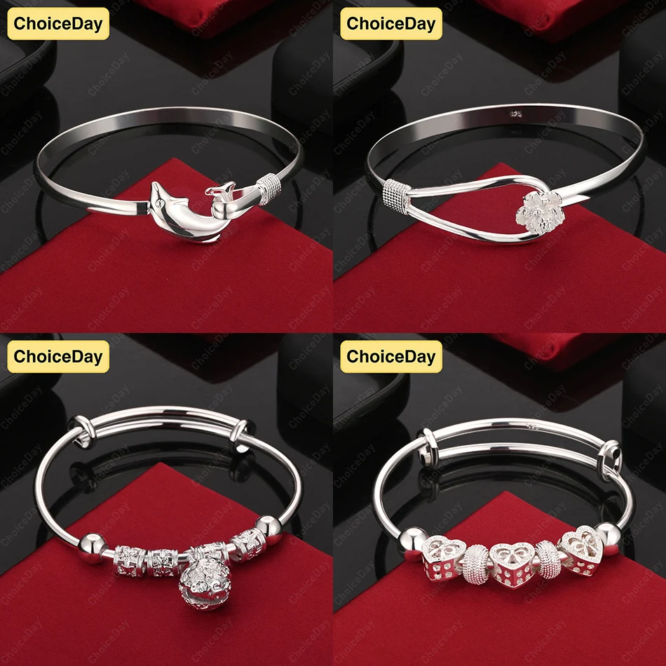 

ChoiceDay 925 Sterling Silver Simple Heart Shape Dolphin Bracelet Women's Jewelry Engagement Accessories Gift