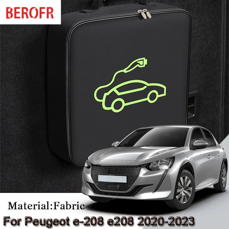 

Сумка для хранения автомобильного зарядного кабеля EV для Peugeot e-208 e208 2020-2022 2023, вилки для зарядного устройства, розетки, водонепроницаемые, огнезащитные