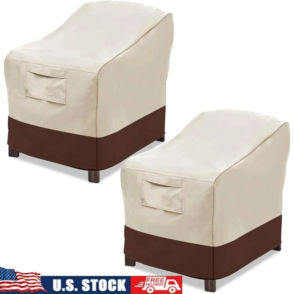 

Heavy Duty Waterproof Patio Chair Covers Outdoor Furniture Protection 2 Pack Adjustable Cord Lock Easy Use Condensation