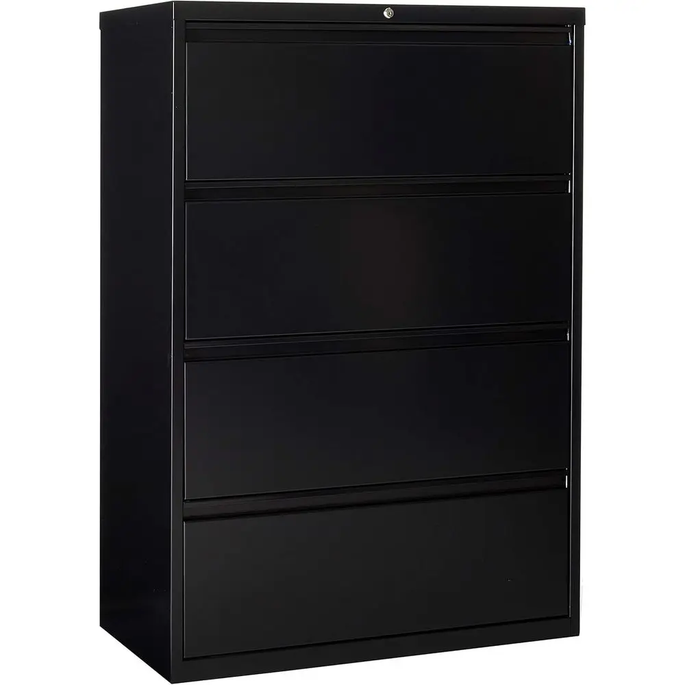 

4-х секционный боковой шкаф для документов, 36x18.625x52.5 дюймов, черный