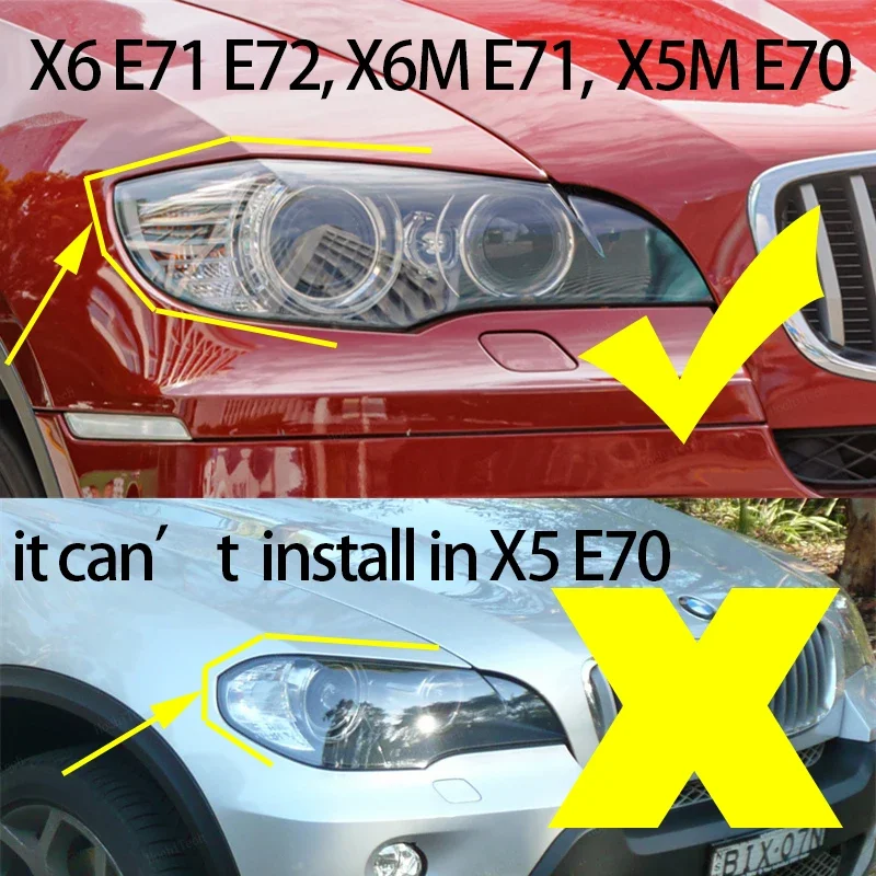 Auto Front Headlight Cover Transparent Glass Headlamps Lampshade Lamp Shell Masks For BMW X6 X6M E71 E72 2008-14 X5M E70 10-13