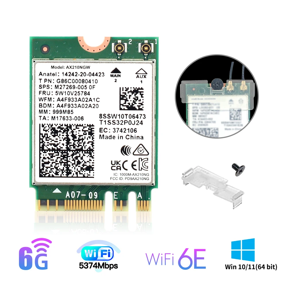 Wi-Fi 6e Ax210 Pcie Draadloze Wifi Adapter 802.11ax Bluetooth 5.2 Tri Band 2.4G/5G/6Ghz Ax210ngw Netwerk Wlan Kaart