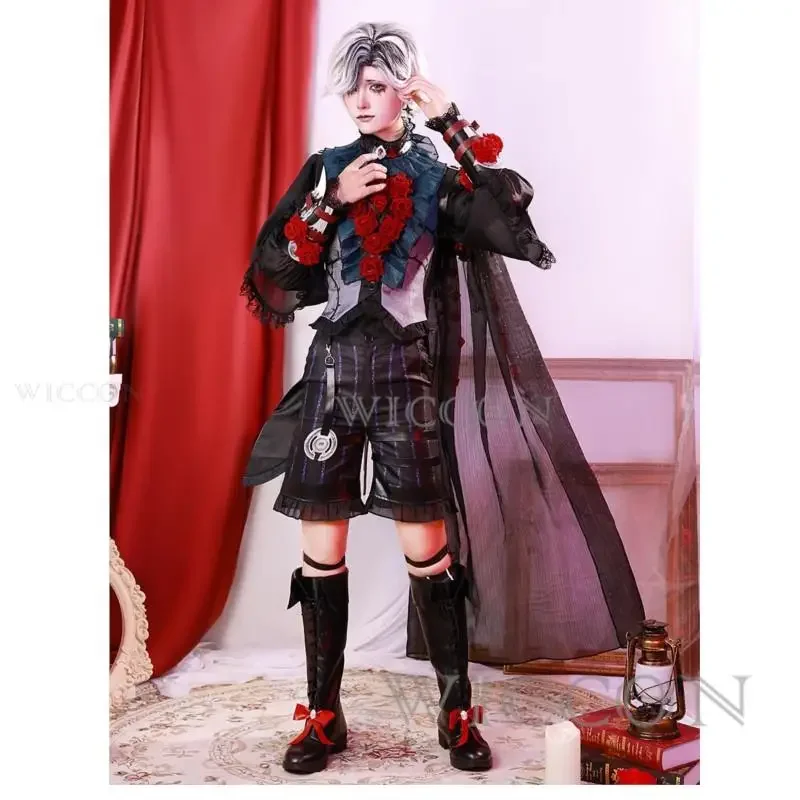 Identity V Emil Patients Cosplay Night Skin Black Gothic Rose FANCY Suit Top Shorts Game Animal Cospacy Party Couple Suit Unisex