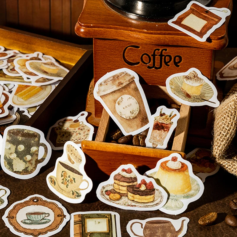 Mr.Paper,Cute Tea Stickers 30 sheets/pack Cartoon Tea Cup Dessert Scrapbook PET Stickers Home Handbooks Stationery Decoration