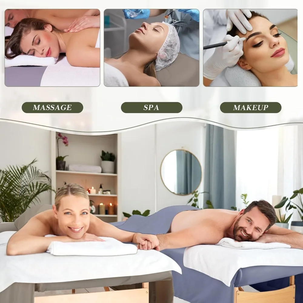 Juego de sábanas para mesa de masaje, 24 piezas, 8 juegos, incluye funda de cama de masaje, cubierta de descanso facial, cama de Spa