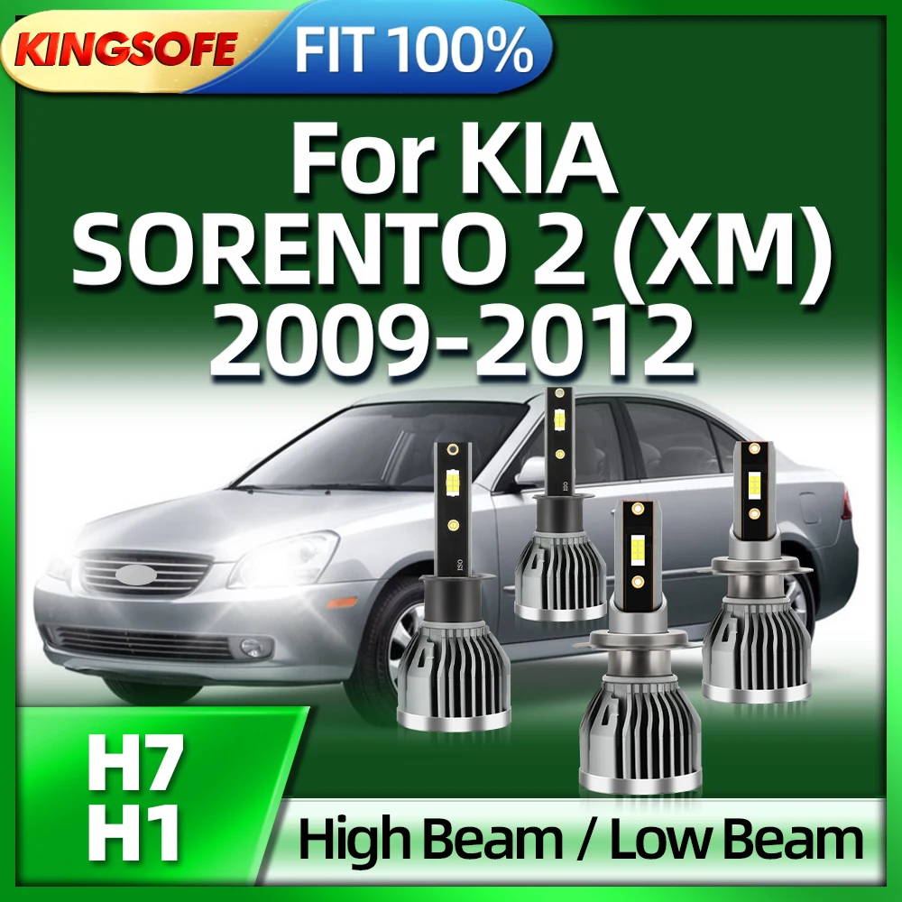 

KINGSOFE 2/4Pcs H1 LED Headlight Bulb H7 Car Light 40000LM 6000K Lamp For KIA SORENTO 2 (XM) 2009 2010 2011 2012