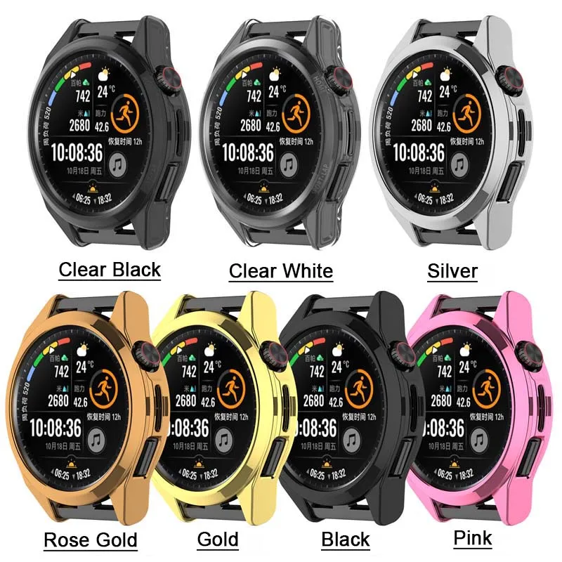 Full Cover Soft Silicone TPU Plating Case For Huawei Watch GT Runner / GT 3 SE Protective Bumper Shell - Not Screen Protector