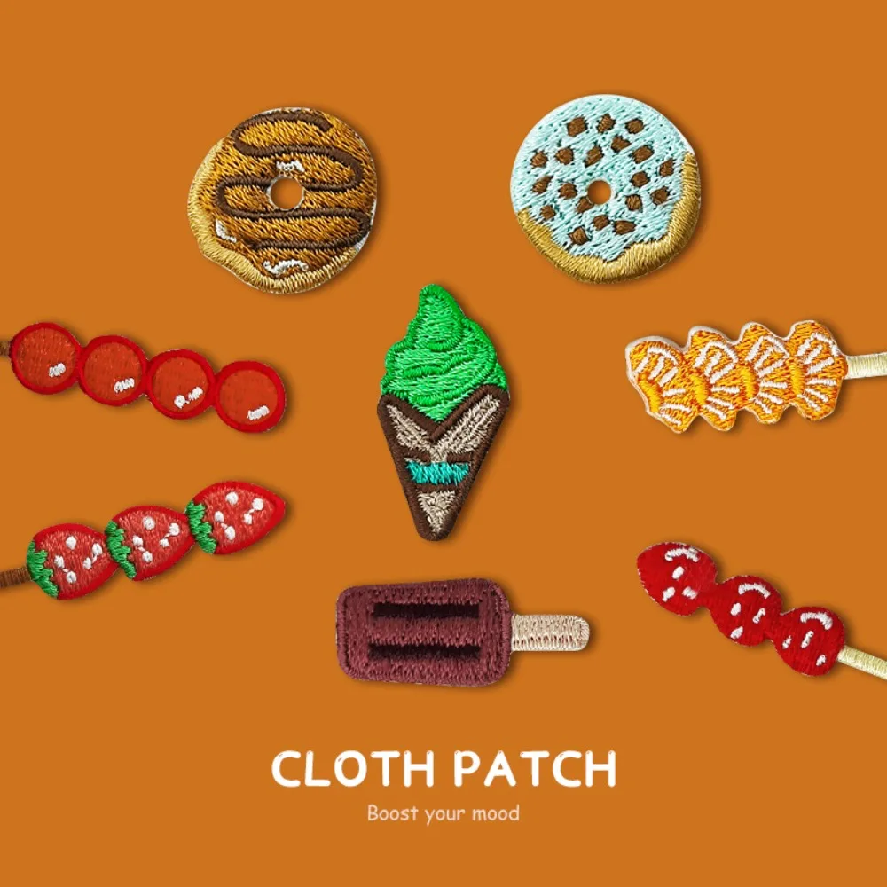 

Cotton Food Donut Embroidery Patch DIY T-shirt Backpack Hat Cloth Decoration Accessories Iron on Patches Appliques Sew Stickers