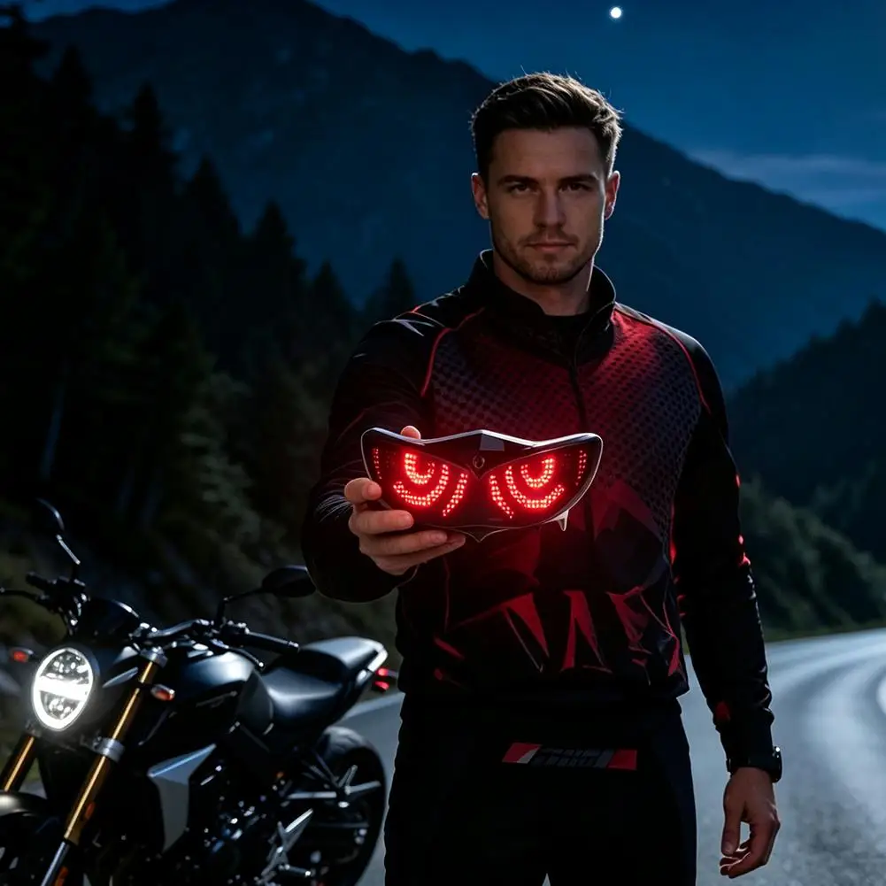 Motorcycle Helmet LED Eye Light RGB Devil's Eye Dynamic Riding Safety Warning Lamp Programmable Helmet LED Signal Light Night