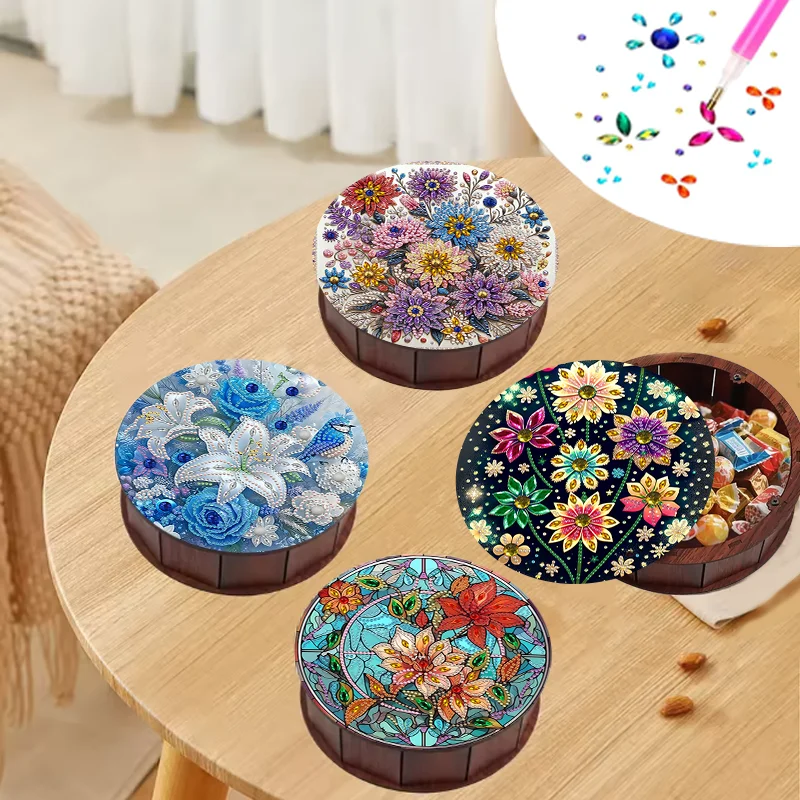 

1 шт. DIY коробка для хранения алмазной живописи цветы, деревянная коробка для хранения алмазного искусства для рабочего стола, подарки для друзей, дня рождения, Новый год