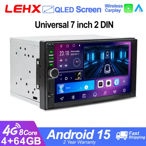 LEHX Universal 7inch 2Din Car Radio Android 15 Car Multimedia Carplay Autoradio Stereo For toyota Nissan Jeep Hyundai Kia VW