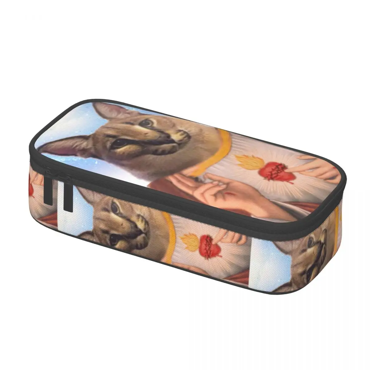 Custom Kawaii The Holy Floppa Pencil Cases for Girls Boys Funny Caracal Cat Large Capacity Pen Box Bag Stationery