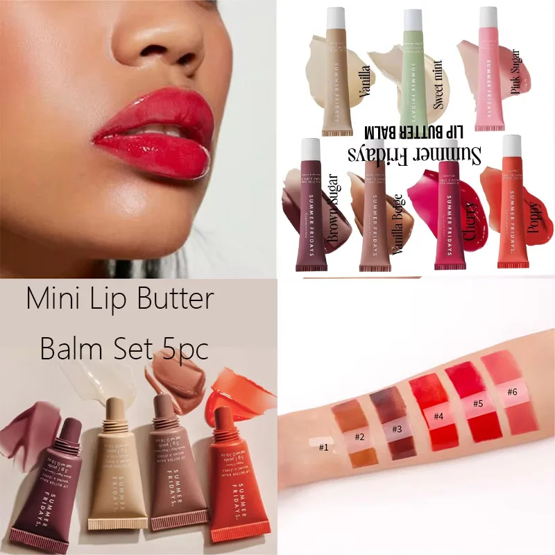 4szt Summer Mini Lip Balm Butter Set Lip Moisturize Lip Gloss Smoothing Lip Line Długotrwałe odżywianie Codzienny makijaż Pielęgnacja ust