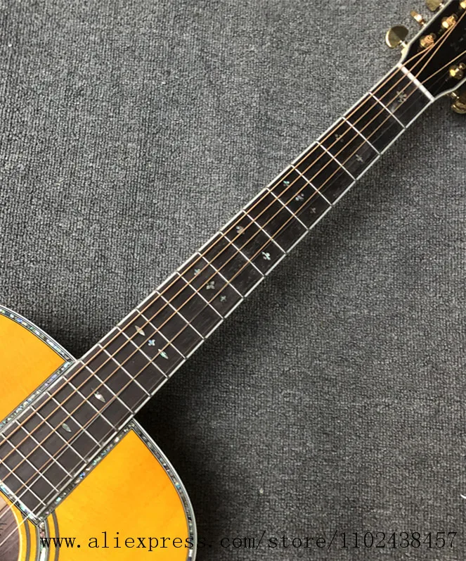 OM Body Solid spruce Top Yellow Acoustic Guitar, 39 Inch High Quality, OM 42 Acoustic Guitar,