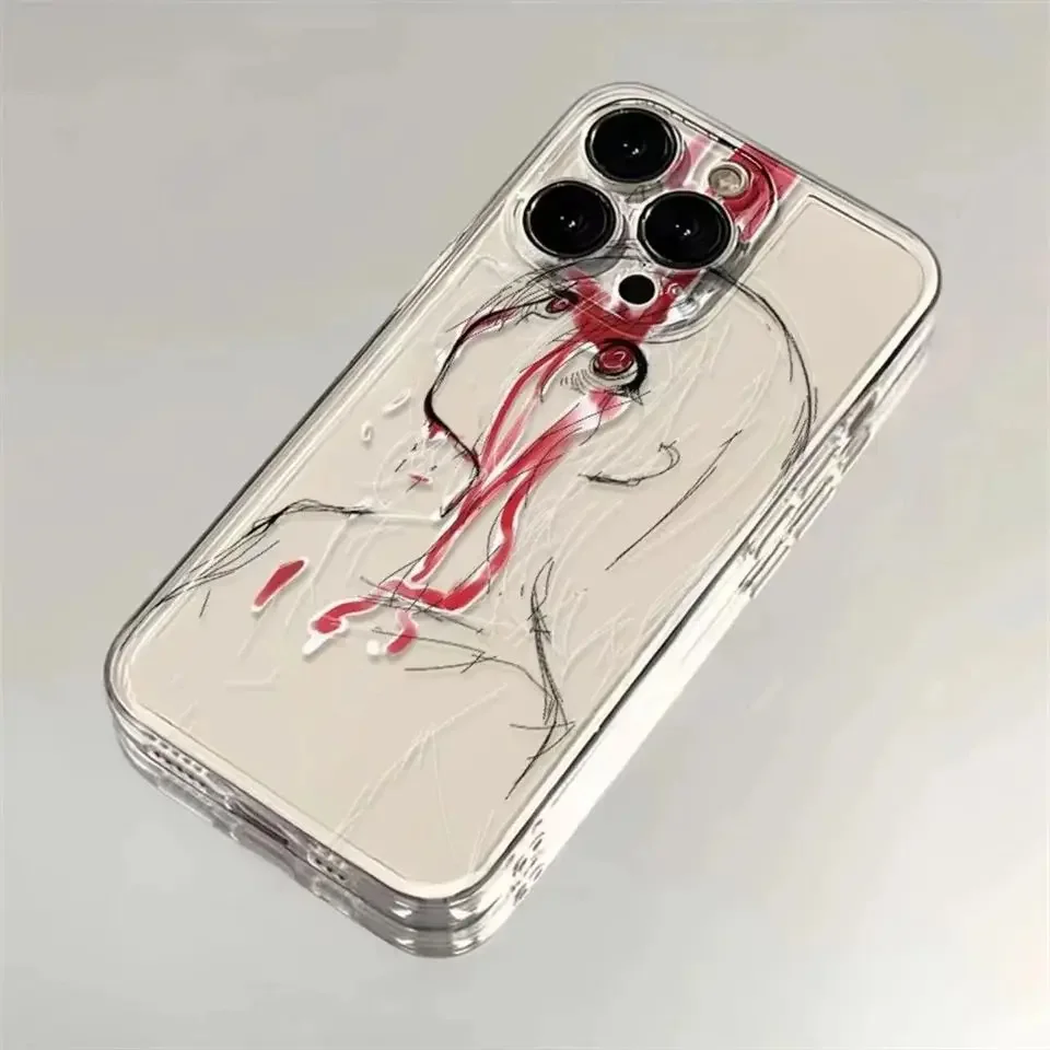 Japan luxury blood sacrifice girl Clear Case for protection iPhone16 15 14 13 12 11 14 Pro Max soft cover