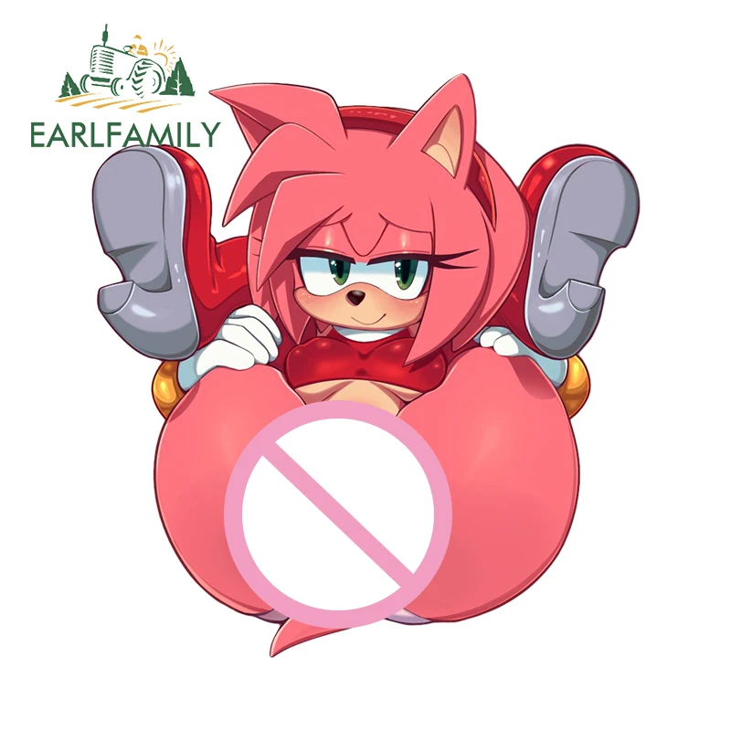 EARLFAMILY 13cm x 12.2cm Amy Rose Lewd Stickers Female Furry Booty Sex Hentai Anime Car Accessories Sunscreen Auto Decals