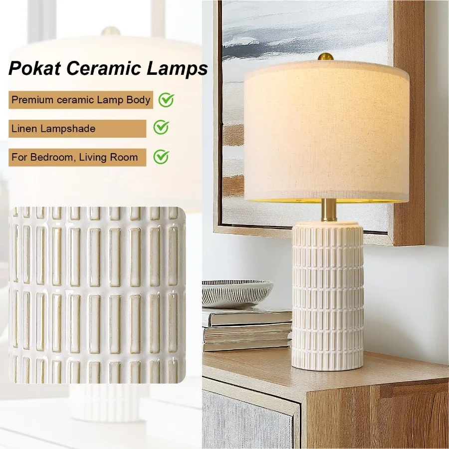 Lampade da tavolo moderne in ceramica piccole da 20,75 pollici, set di 2 lampade da comodino bianche per camera da letto, comodini, decorazioni per scrivania in fattoria, regalo Nig