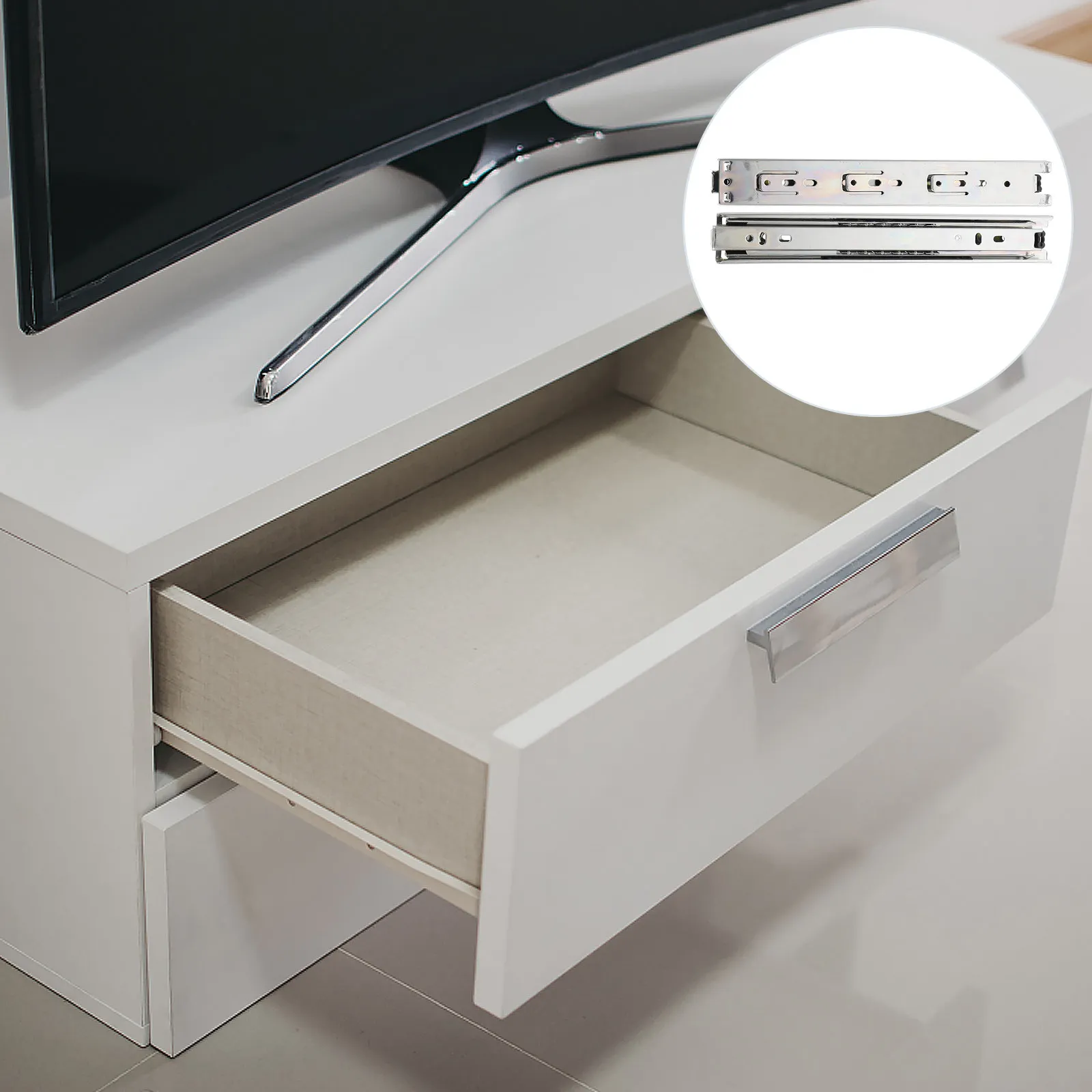 2Pairs Drawer Slide Rails Three Section Furniture Sliding Resistant Sturdy Drawer Tools for Wardrobes