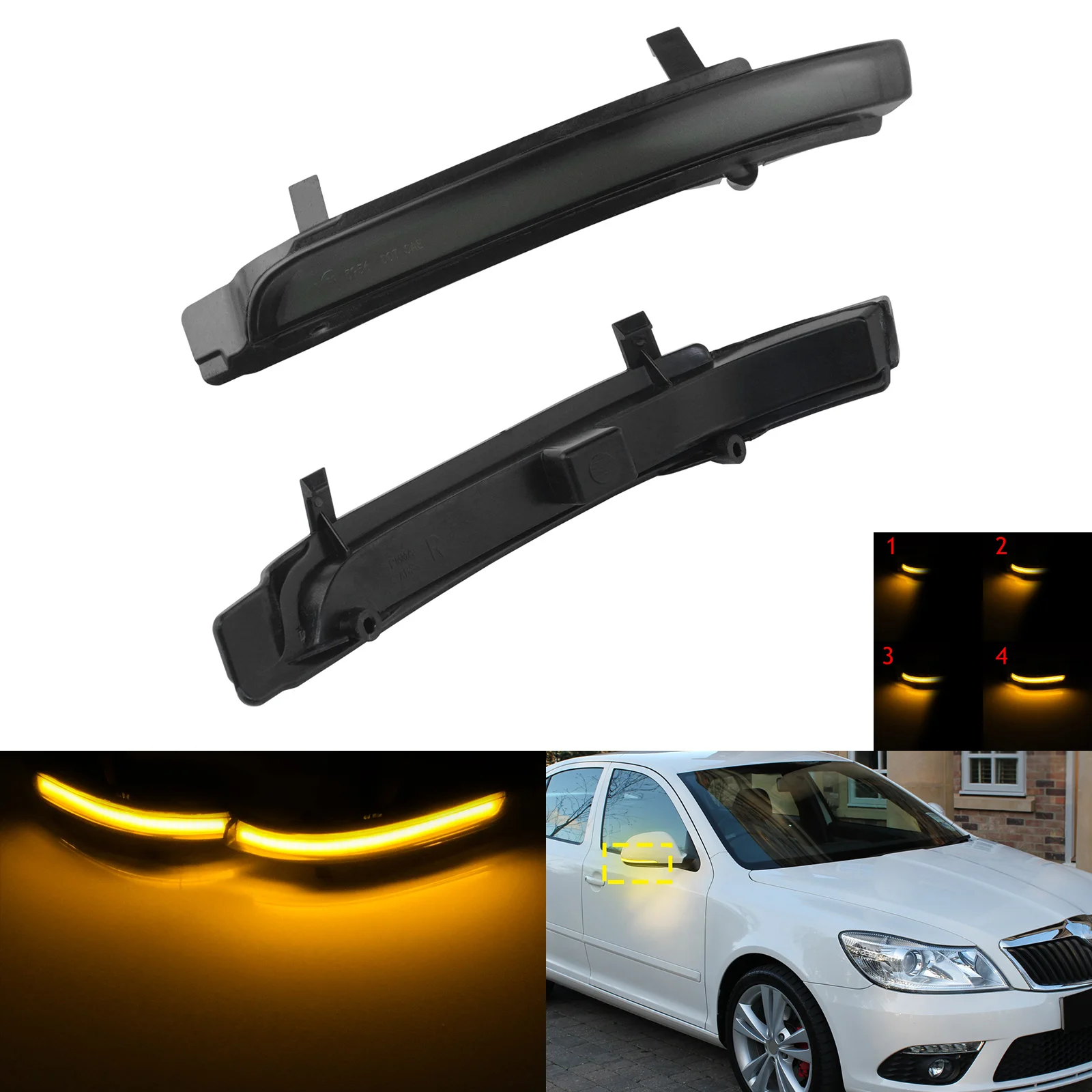 

Dynamic LED Wing Mirror Signal Light For Skoda Octavia II 1Z 09-13 Superb 08-14