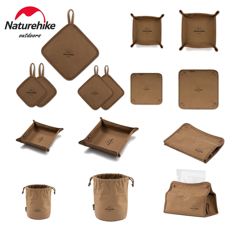 Naturehike Canvas Storage Bag Sets Ultra Light Portable Storage Plate Tissue Box Oilproof Waterproof Bags Camping Accessories