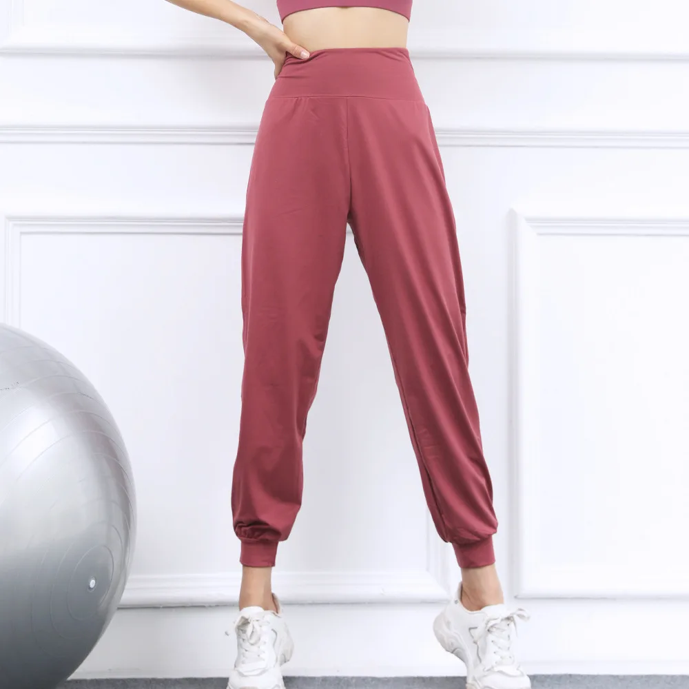 Relaxed Fit Yoga Pants Women Softness Joggers High Waist Back Cross Running Pants Woman Loose Gym Pants