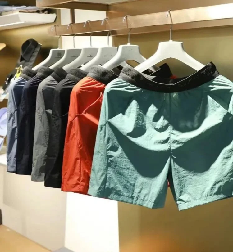 

Серия для бега, летние мужские тонкие дышащие эластичные брюки с эластичной резинкой на талии, спортивные повседневные брюки Qui Dry ort, длина пять четвертей