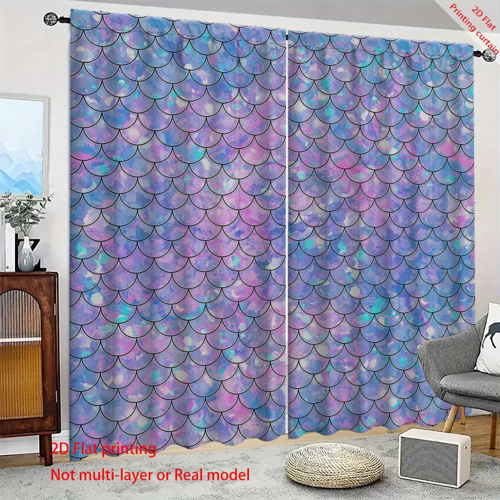 

Home decoration curtains, beautiful fish scale printed curtains, suitable for bedrooms, living rooms, and dormitories
