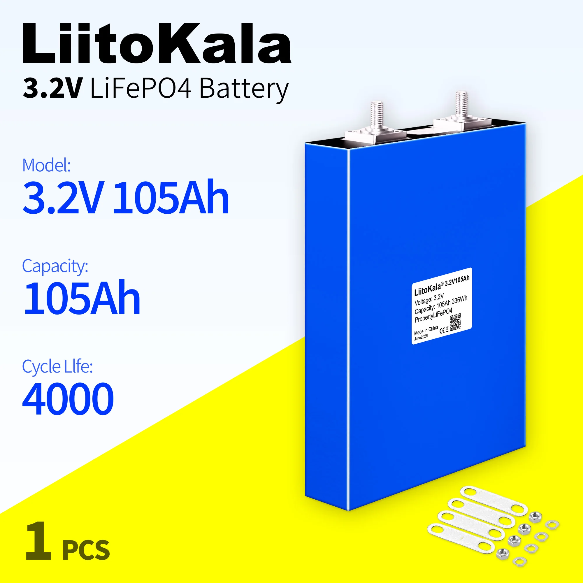 LiitoKala 3.2V 105AH Lifepo4 Rechargable Batteries Lithium Iron Phosphate Battery for PV RV Solar Golf carts EU US Tax Free