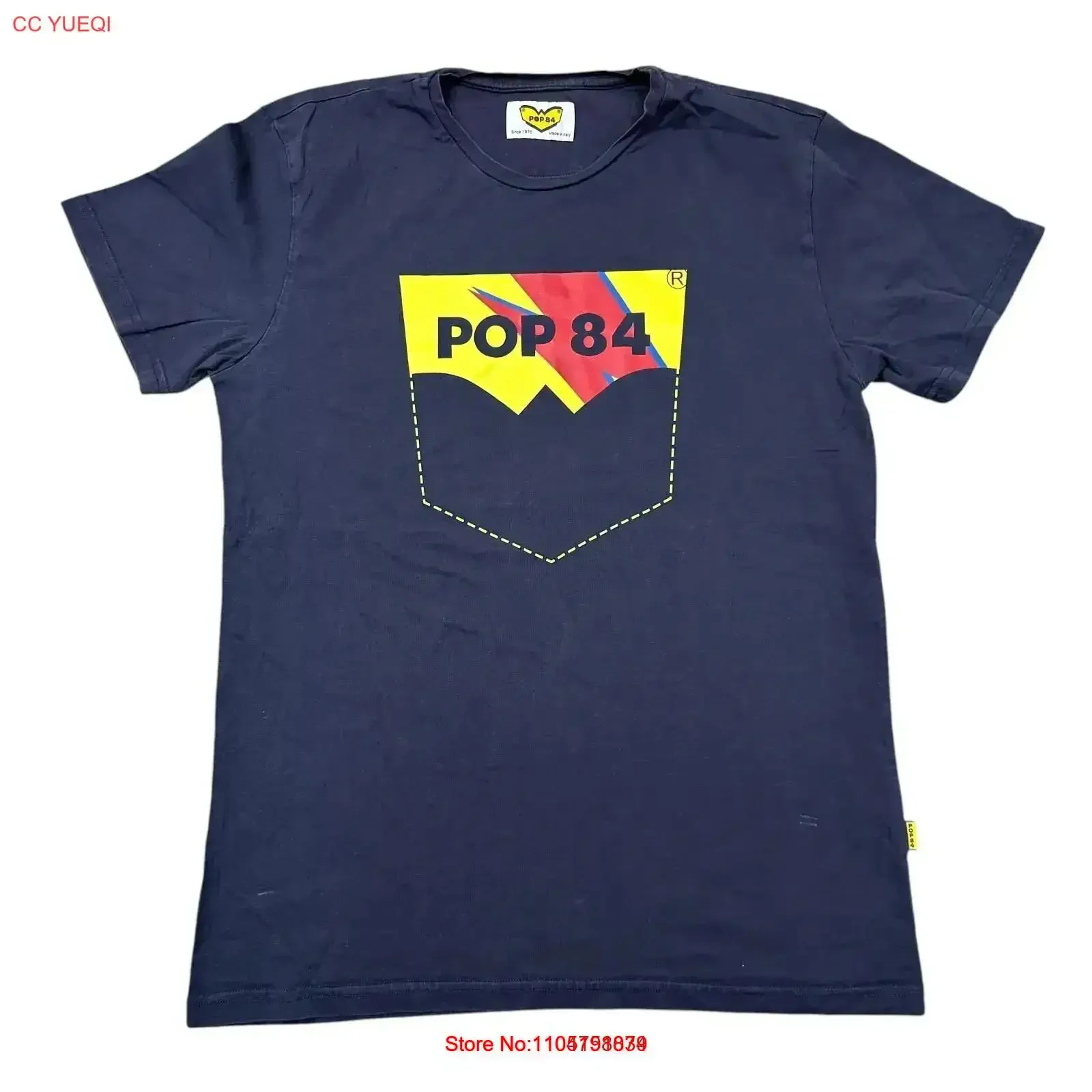 

Pop 84 T Shirt Top 00s Sports Y2K Blue Womens XL vintage Washed Casual fashion graphic For Everyday Wear Breathable homme