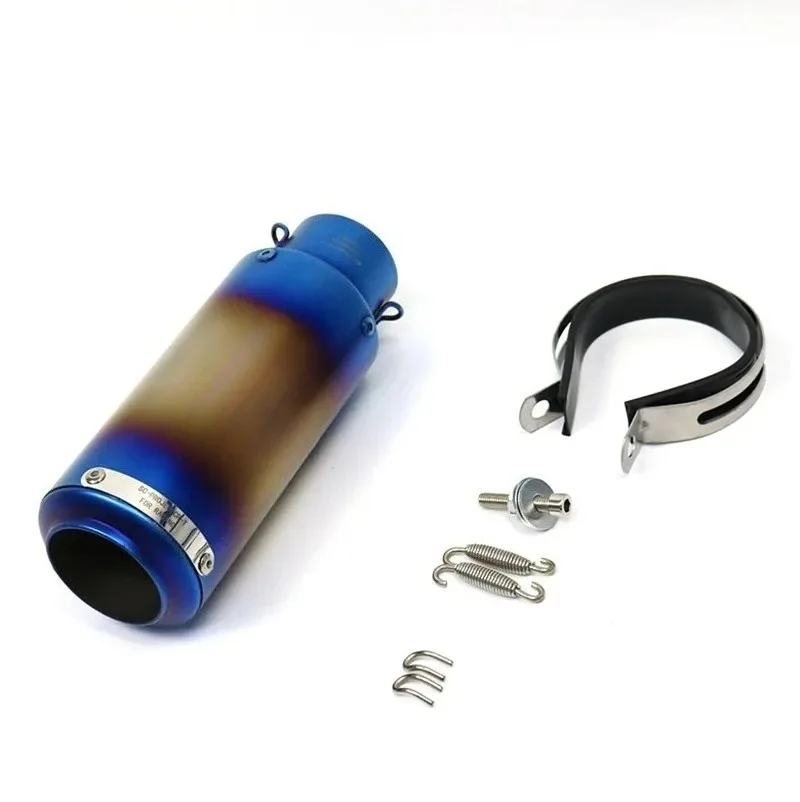 R6 Racing 60mm Motorcycle Sc Exhaust Pipe Suitable for Gp-Project Micro-Pole Muffler Round Mouth Blue Belt Iron Strip