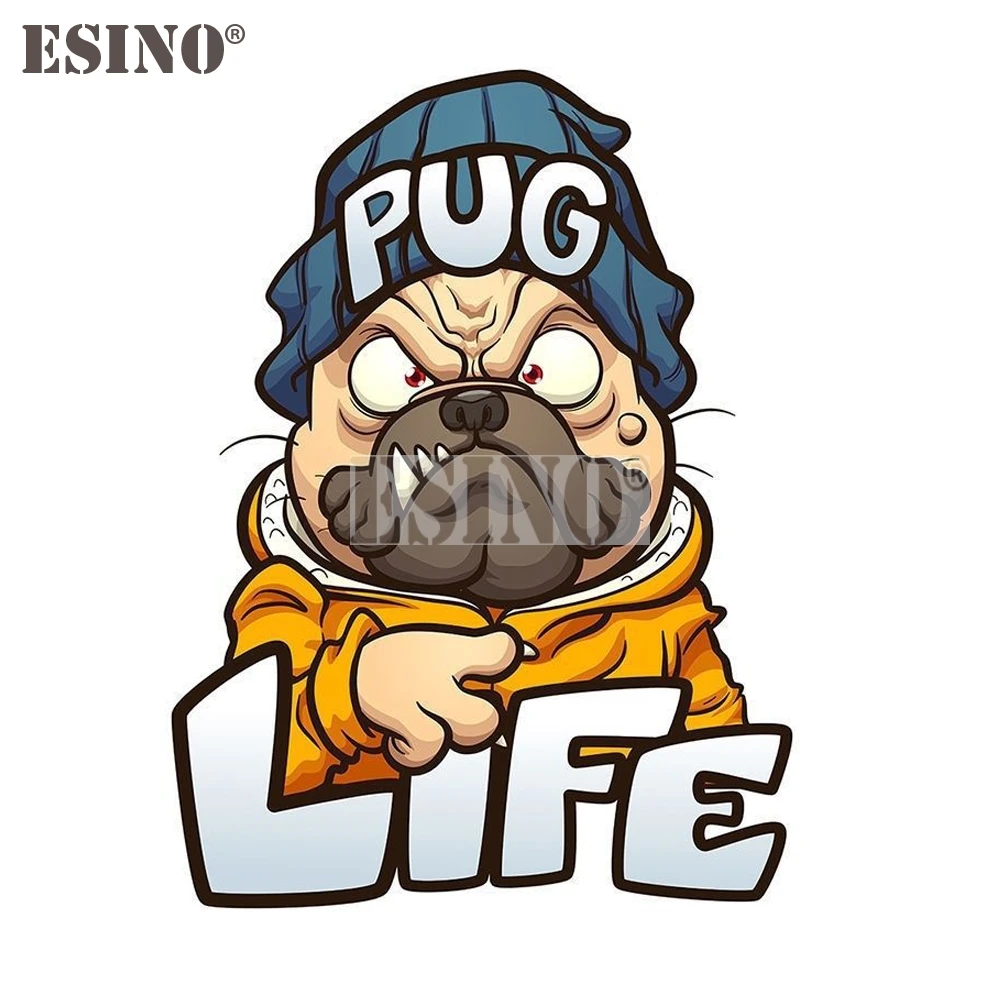 

Car Styling Decorative Funny Dog Pug Life Cartoon PVC Painting Car Body Decal Waterproof Car Sticker Pattern Vinyl