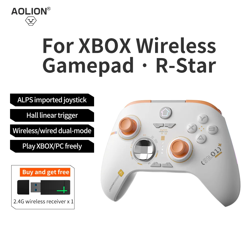 

Aolion Wireless 2.4G Gaming Controller For Xbox One Series X/S Hall Effect Trigger RGB Gamepad For XBOX/PC Game Accessories