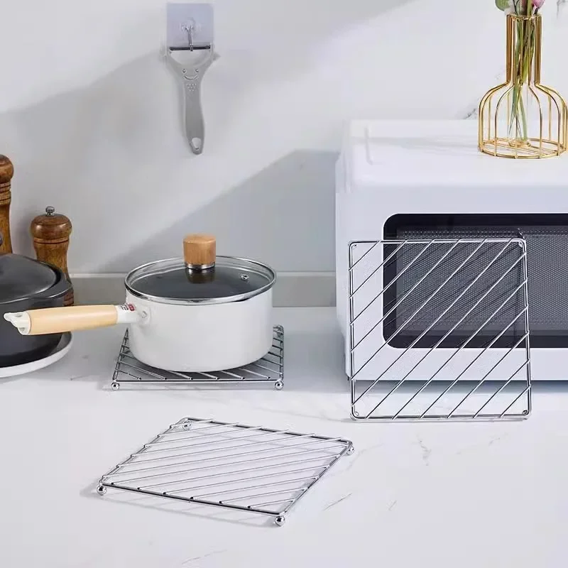 

Square Metal Pot Mat Coasters Heat Insulation Pad Bowl Dish Casserole Hot Pot Table Cookware Holder Placemat Kitchen Tools