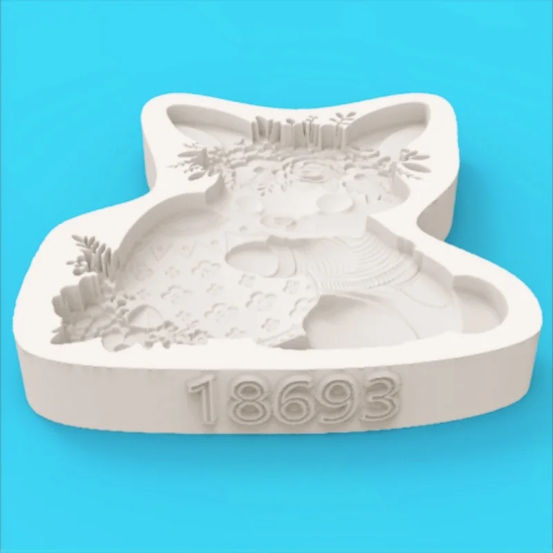 Easter Wreath Bunny Silicone Baking Mold Holding Easter Egg Shaped Chocolate Fondant Cake Decoration Mold view 4