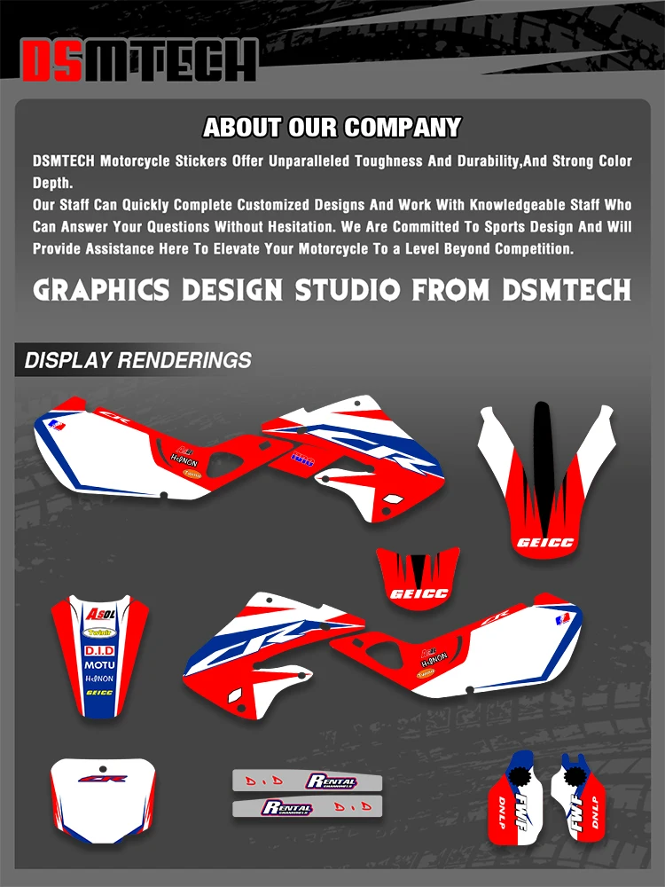 DSMTECH Motocyklowe Naklejki Graficzne Zestawy Naklejek na Motocykl dla Honda CR125 1998 1999 CR250 1997-1999 Cr 125 250 — 2