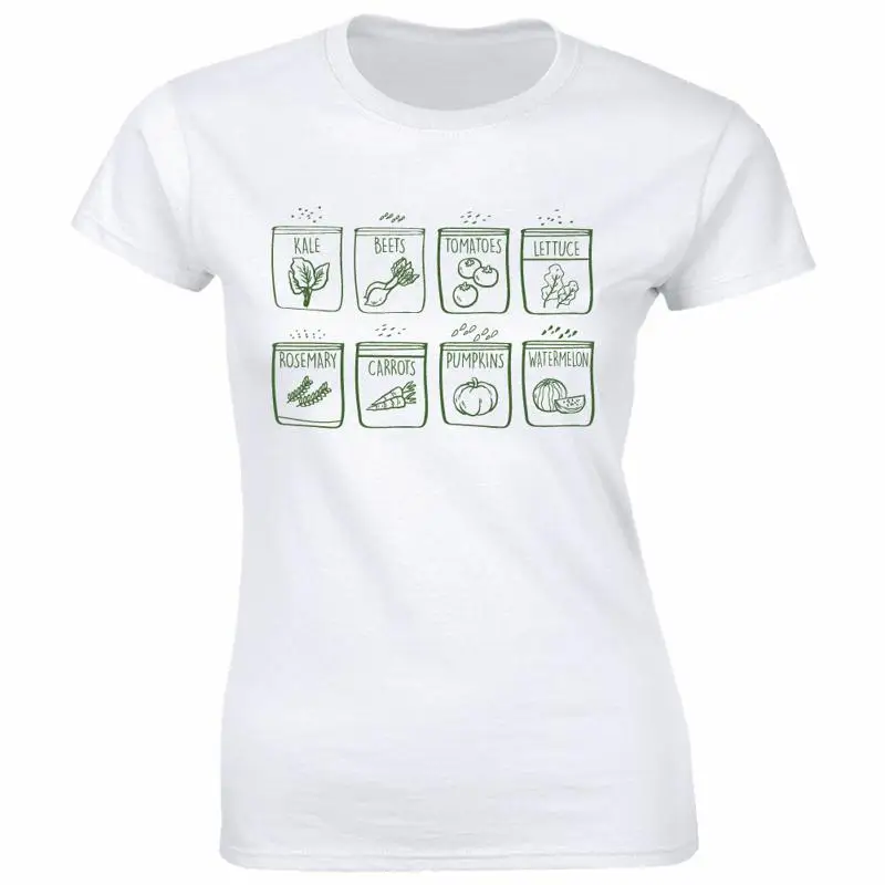 Jardineros verduras frutas amante camiseta vegetarianos veganos blanco para mujeres