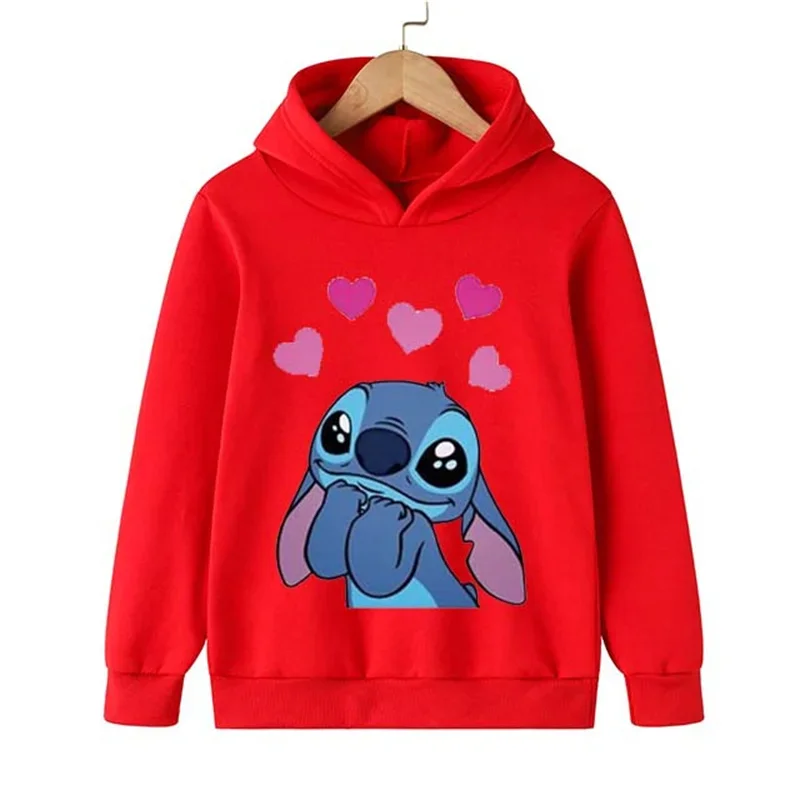 Disney Stitch Men and women Hoodies Long Sleeves Cartoon Sweatshirt Baby Children Clothing Autumn Pullovers Kids Street Wear