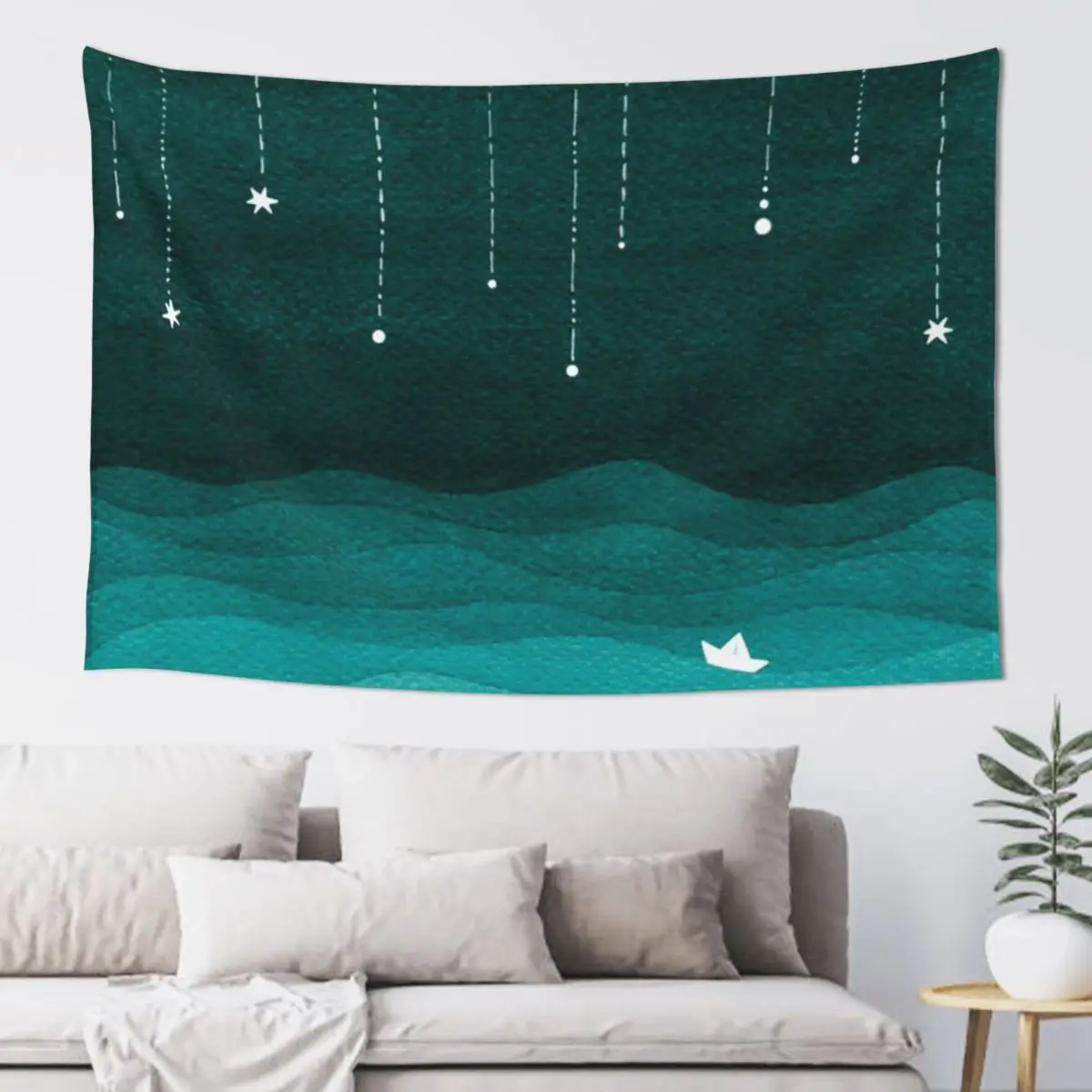 

Falling stars, teal Tapestry Home Decorating On The Wall Room Decor Tapestry