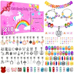 218 Pcs fai da te ragazze braccialetto di fascino collane che fanno Kit per bambini gioielli forniture di unicorno fare creatività Set di artigianato artistico