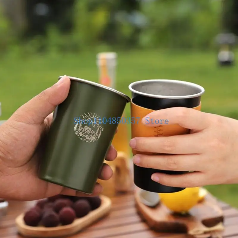 5ASD أكواب التخييم من الفولاذ المقاوم للصدأ لقهوة الشاي في الهواء الطلق استخدام مضغوطات مضغوطة الصدأ تحمل كوبًا سهلاً #3