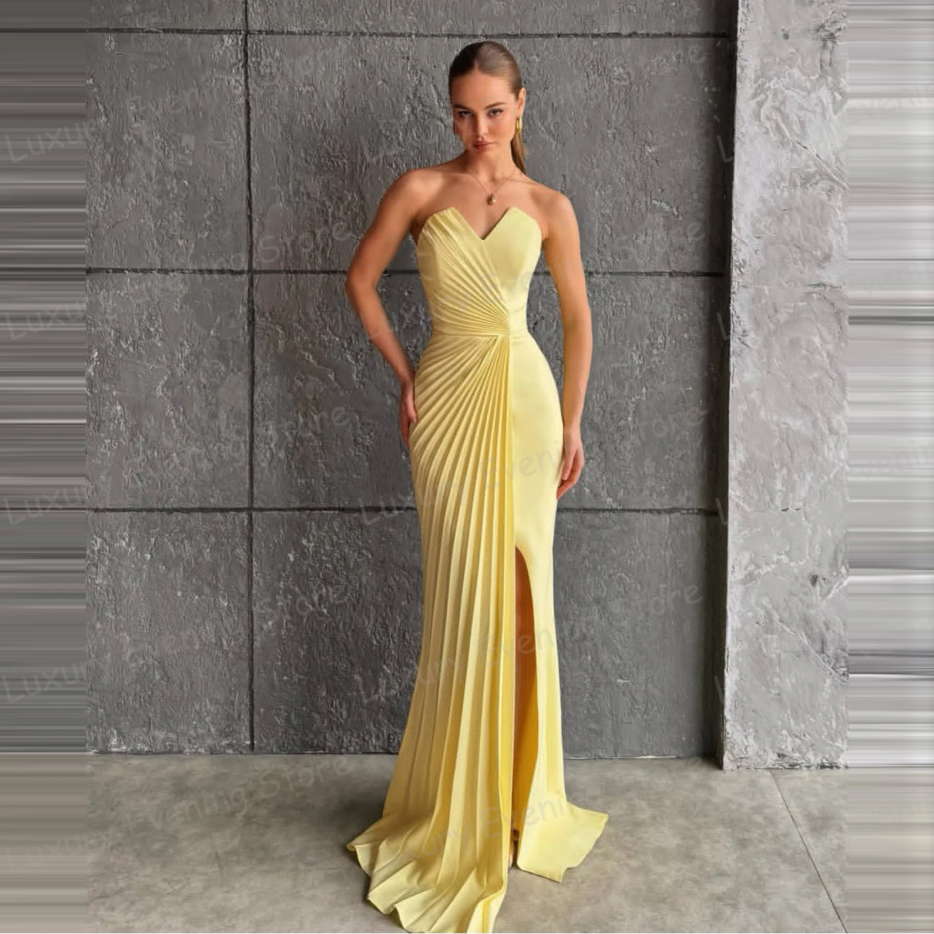 

Изящные вечерние платья с оборками, женские сексуальные платья русалки без рукавов для выпускного вечера, модное платье с разрезом по бокам, Vestido De Novia по индивидуальному заказу