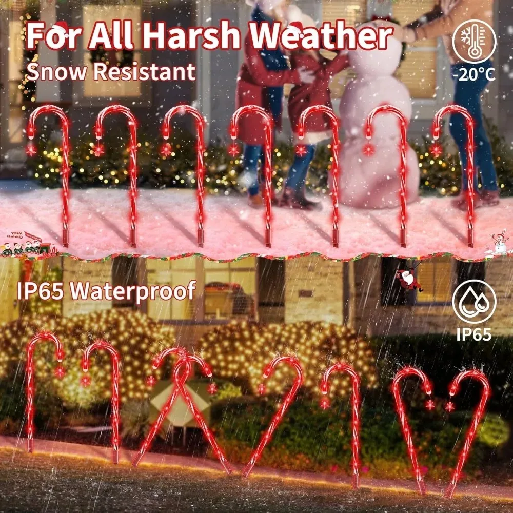 Solar Candy Outdoor Light with Stake, 80 LED, 8 Modes, Waterproof, IP65, Christmas Decoration