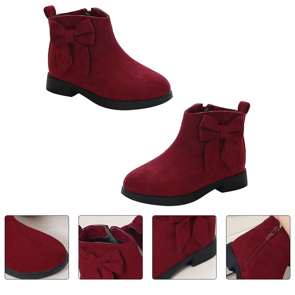 

1 Pair Bow-Knot Short Kids Ankle Warm Winter Ankle Booties For Kids Anti-Slip Easy Wear Casual Autumn Shoes